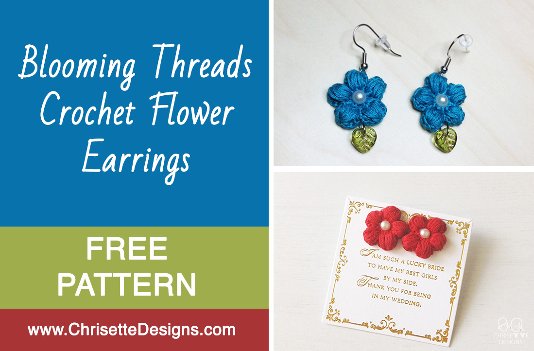 blooming threads crochet flower earrings free pattern