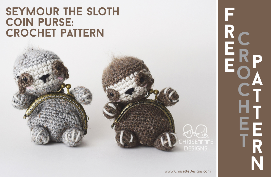 Seymour the Sloth coin purse free crochet pattern